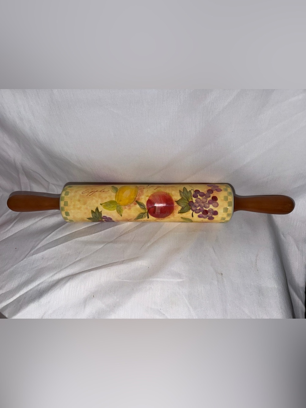 Vintage CounterArt Ceramic Rolling Pin Fruit